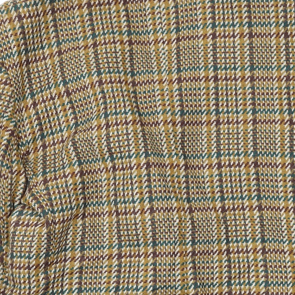 Equation Womens Brown Plaid Jacket Blazer Size 10 Button