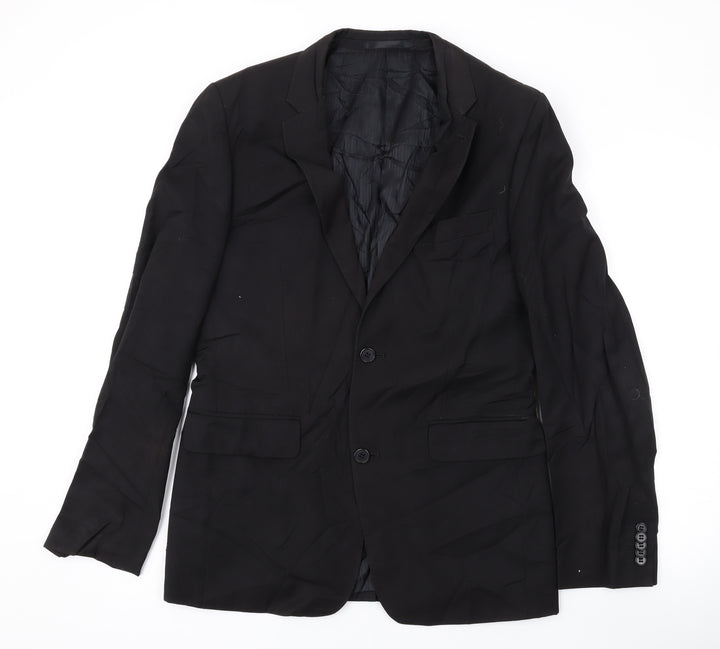 Ventuno Mens Black Polyester Jacket Suit Jacket Size 38 Regular