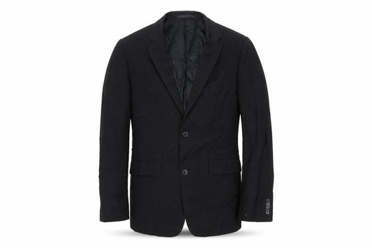 Front view of Ventuno men’s black polyester jacket suit jacket, size 38, regular