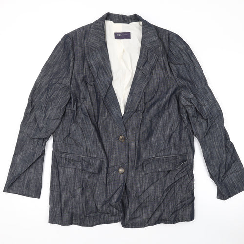 Marks and Spencer Womens Blue Jacket Blazer Size 14 Button