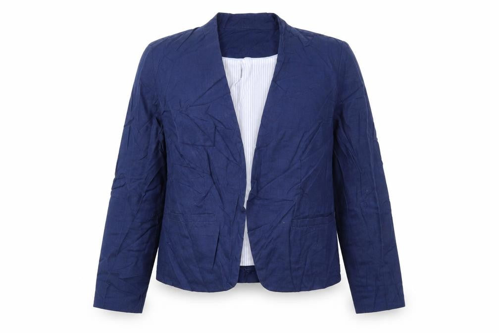 Front view of Cynthia Rowley women’s blue jacket blazer, size S