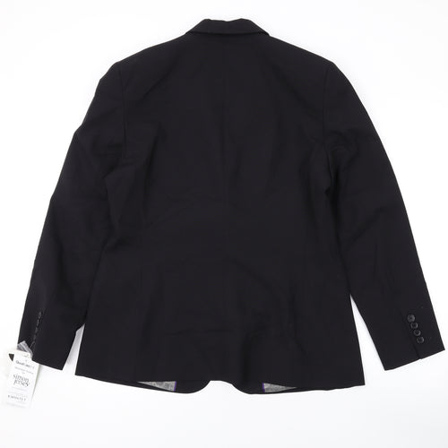 Simon Jersey Womens Black Jacket Blazer Size 14 Button