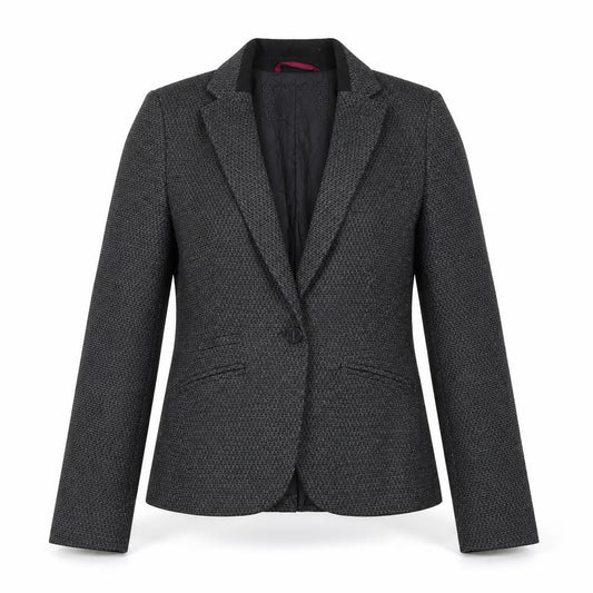 Front view of Next women’s grey jacket blazer, size UK 8, button