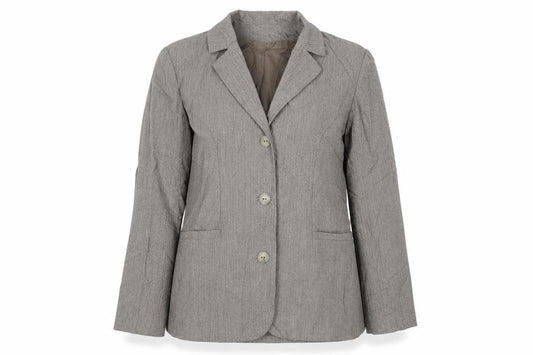 Front view of Damart women’s brown jacket blazer, size UK 14, button