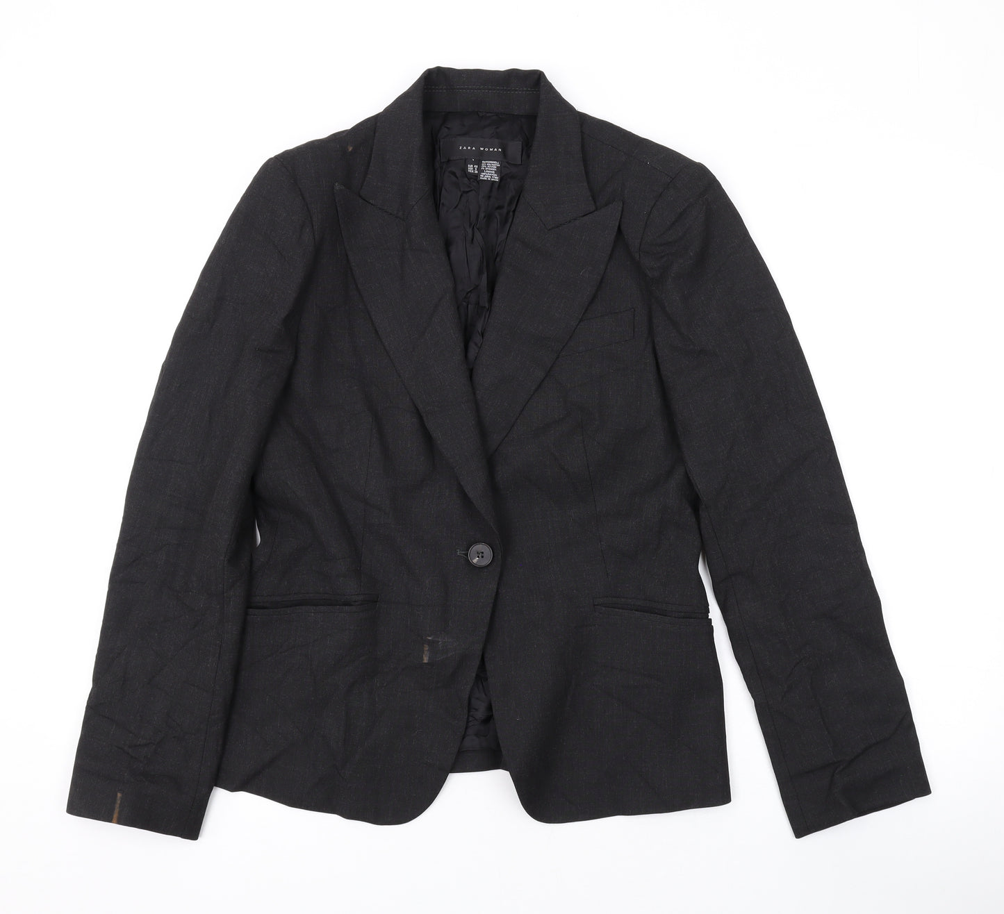 Zara Womens Grey Jacket Blazer Size 12 Button