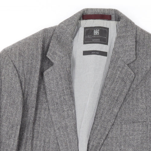 Marks and Spencer Mens Grey Wool Jacket Suit Jacket Size 38 Regular