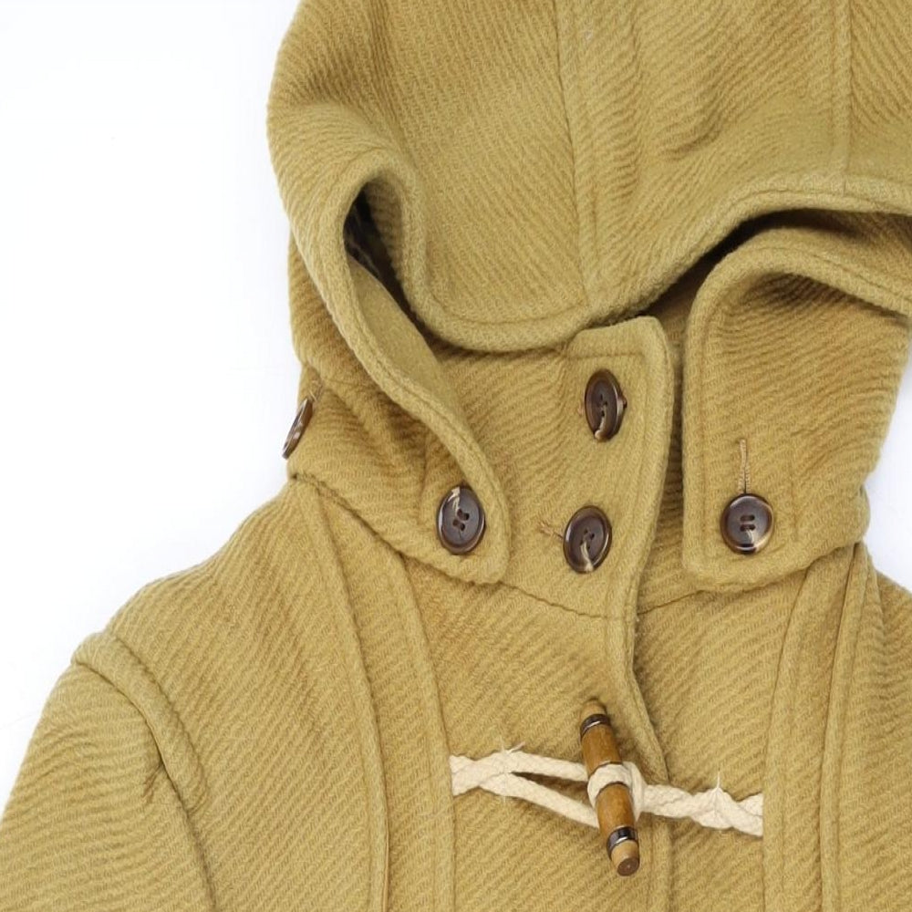 Topshop Womens Yellow Overcoat Coat Size 6 Snap
