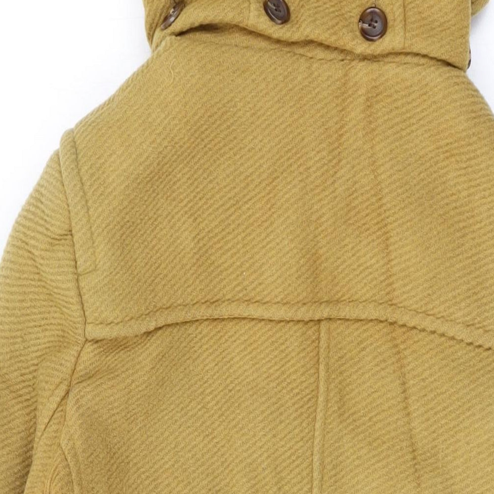 Topshop Womens Yellow Overcoat Coat Size 6 Snap