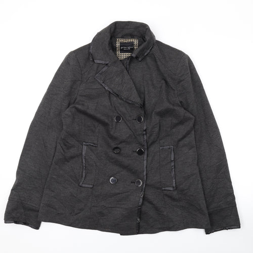Principles Womens Grey Overcoat Coat Size 14 Button