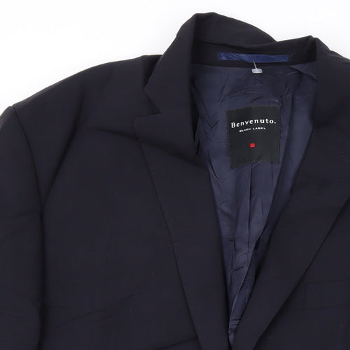 Benvenuto Mens Black Wool Jacket Suit Jacket Size 42 Regular