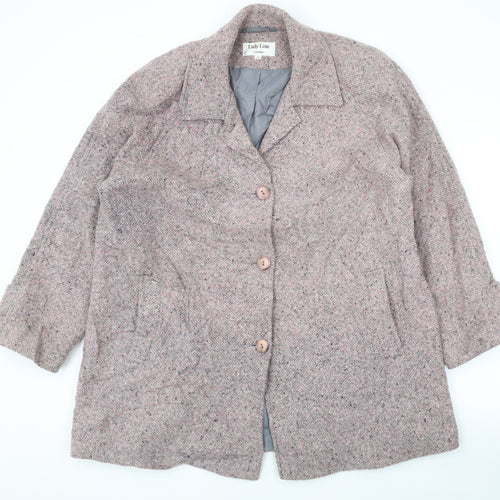 Lady Line Womens Pink Overcoat Coat Size 14 Button