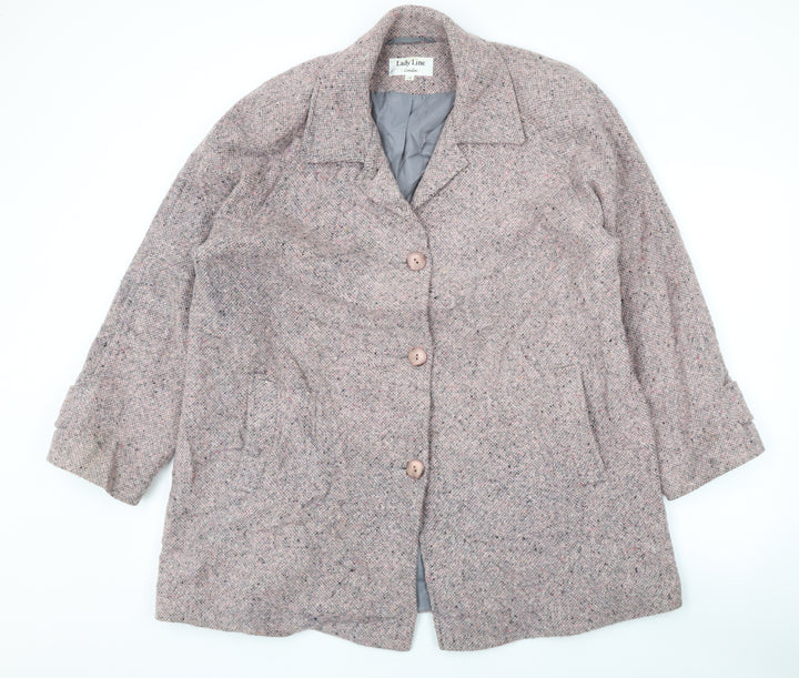 Lady Line Womens Pink Overcoat Coat Size 14 Button