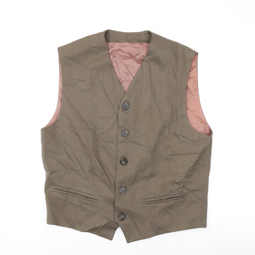 Topman Mens Brown Polyester Jacket Suit Waistcoat Size M Regular