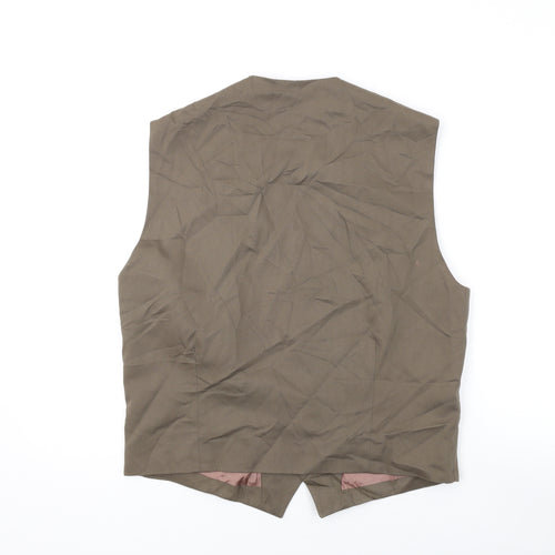 Topman Mens Brown Polyester Jacket Suit Waistcoat Size M Regular
