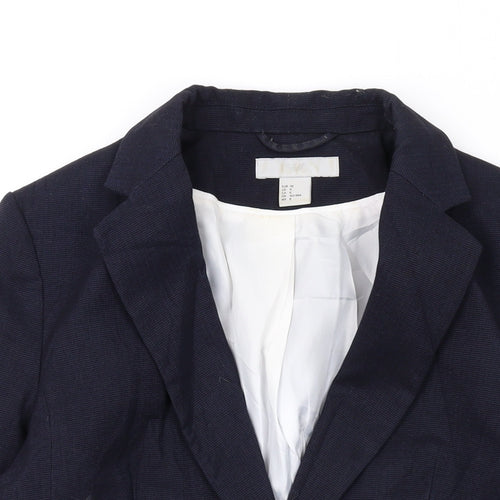 H&M Womens Blue Jacket Blazer Size 10 Button
