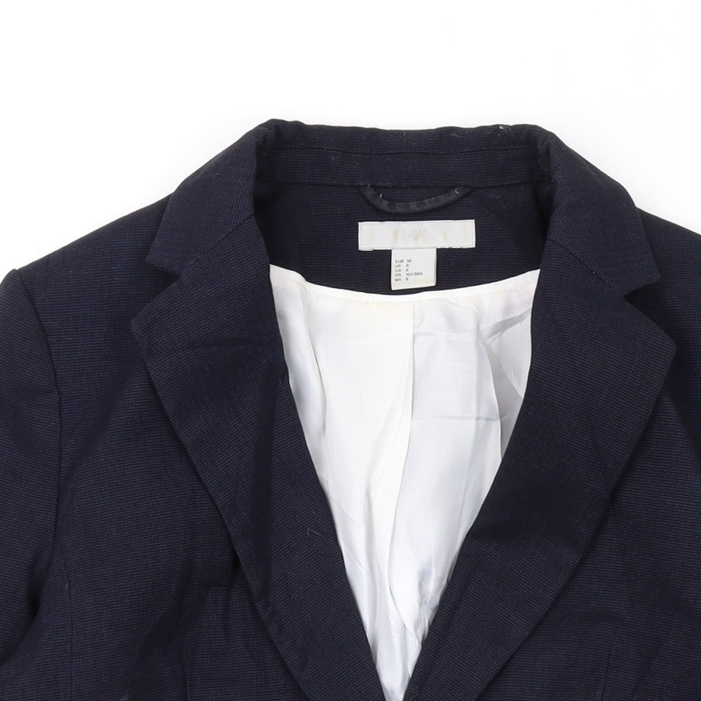 H&M Womens Blue Jacket Blazer Size 10 Button