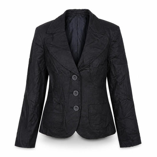 Front view of Precis women’s black jacket blazer, size UK 10, button