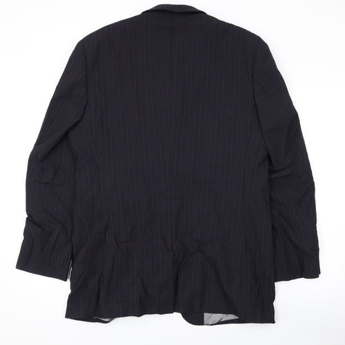 Karl Jackson Mens Black Striped Wool Jacket Suit Jacket Size 40 Regular