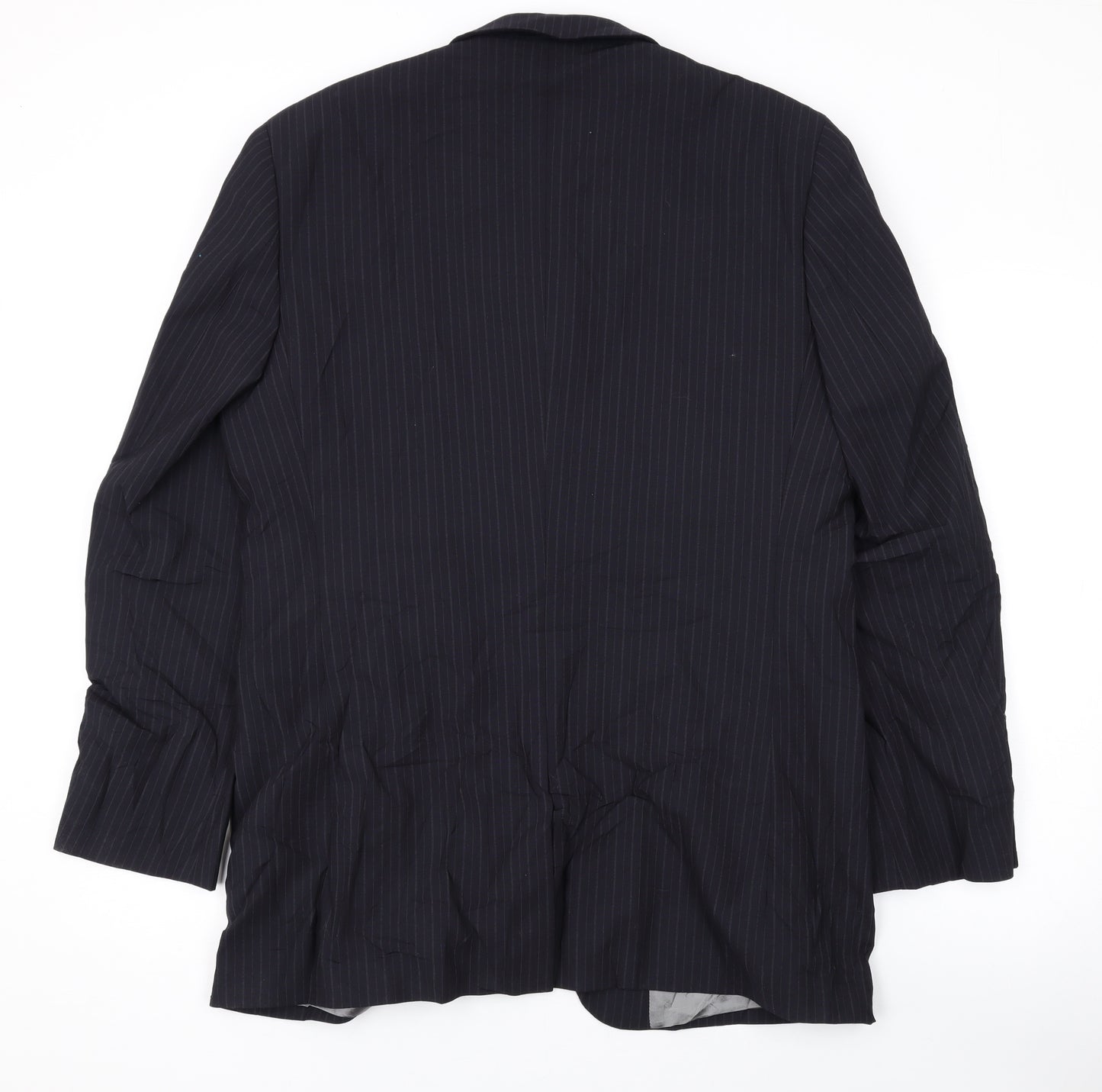 Karl Jackson Mens Black Striped Wool Jacket Suit Jacket Size 40 Regular