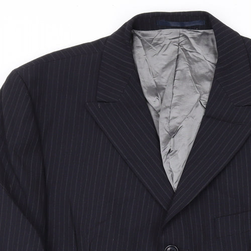 Karl Jackson Mens Black Striped Wool Jacket Suit Jacket Size 40 Regular