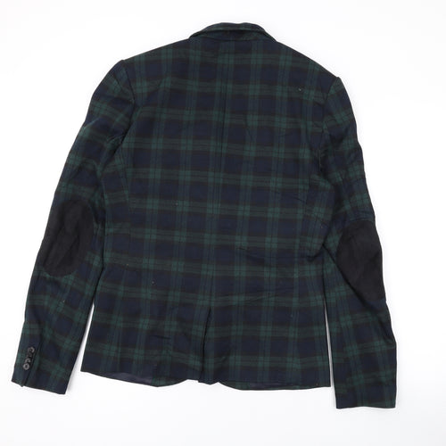Zara Mens Green Plaid Jacket Blazer Size M Button