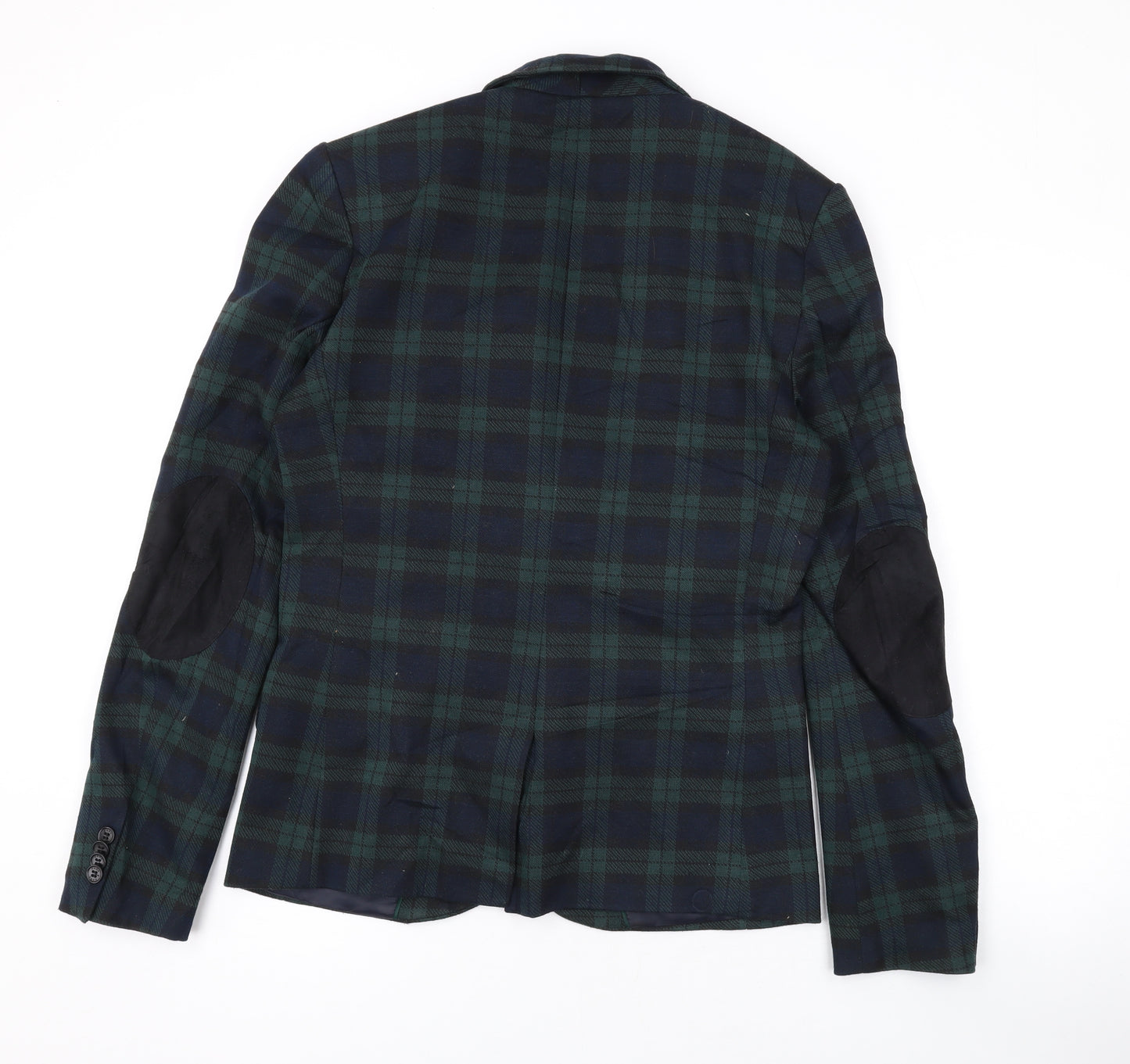 Zara Mens Green Plaid Jacket Blazer Size M Button