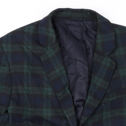 Zara Mens Green Plaid Jacket Blazer Size M Button