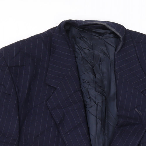 George Arthur Dunn Mens Blue Wool Jacket Suit Jacket Size 44 Regular