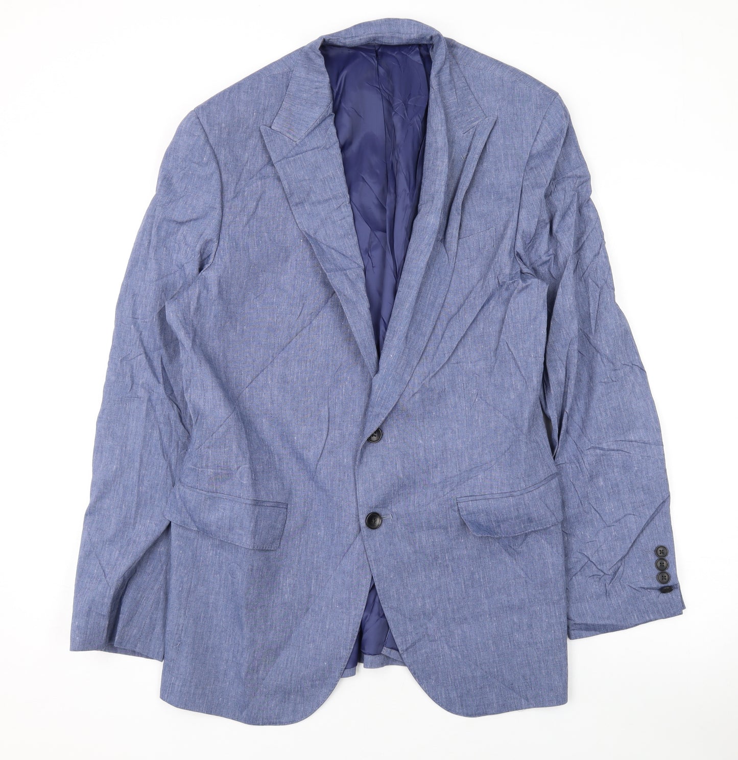 Marks and Spencer Mens Blue Linen Jacket Suit Jacket Size 40 Regular