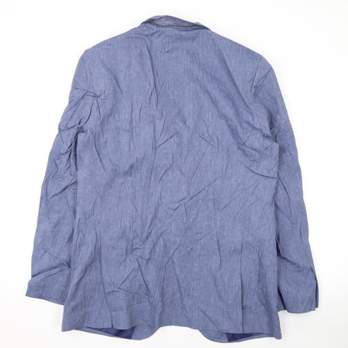 Marks and Spencer Mens Blue Linen Jacket Suit Jacket Size 40 Regular