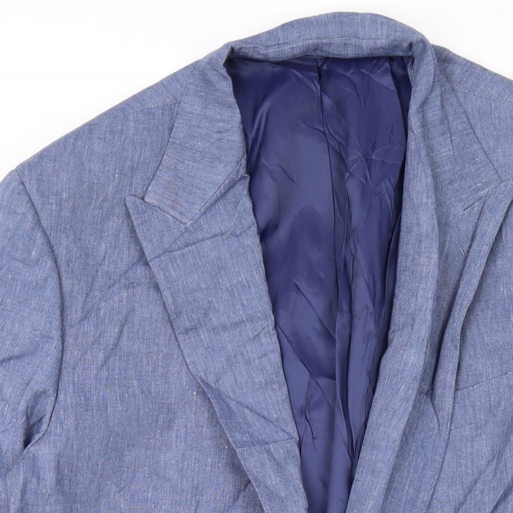 Marks and Spencer Mens Blue Linen Jacket Suit Jacket Size 40 Regular