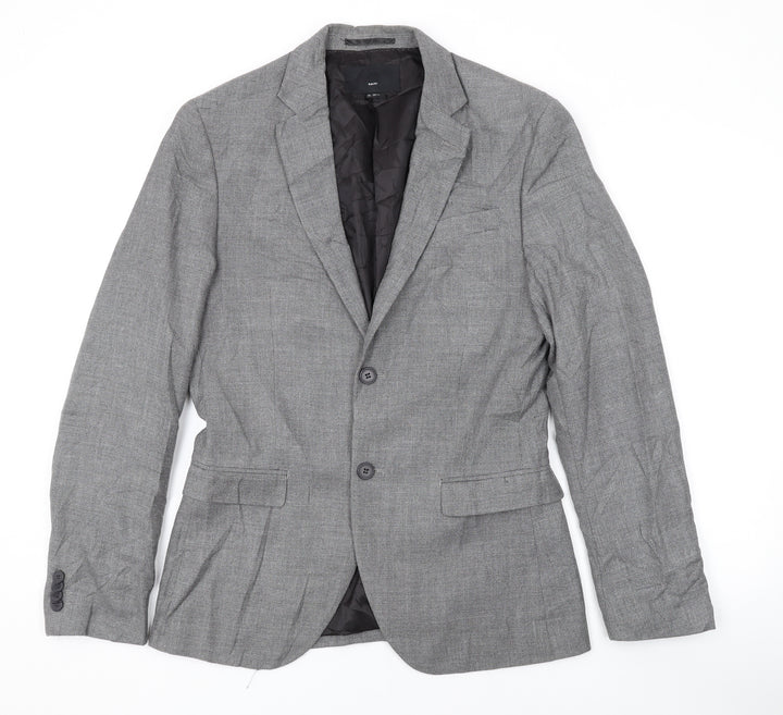 H&M Mens Grey Jacket Blazer Size 38 Button