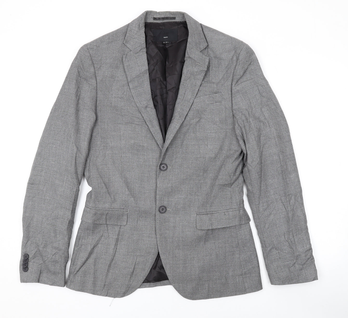 H&M Mens Grey Jacket Blazer Size 38 Button