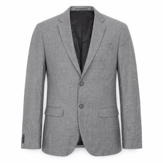 Front view of H&M men’s grey jacket blazer, size 38, button