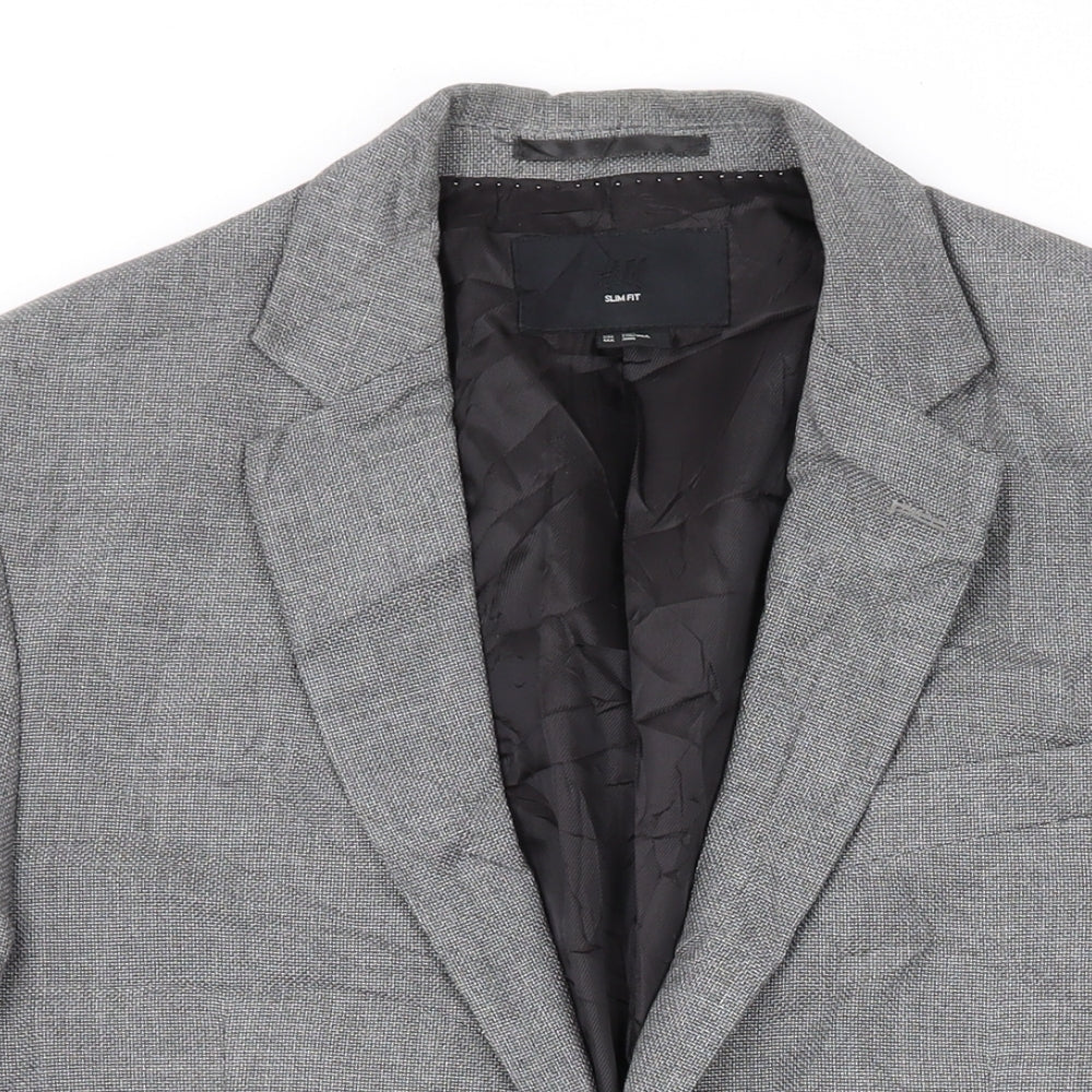 H&M Mens Grey Jacket Blazer Size 38 Button
