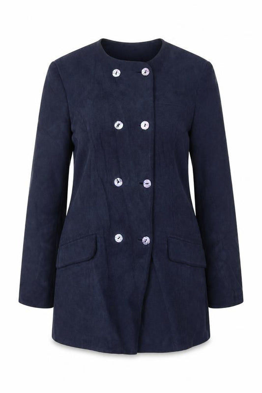 Front view of Kaliko women’s blue jacket blazer, size UK 12, button