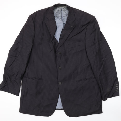 Marks and Spencer Mens Black Striped Wool Jacket Suit Jacket Size 44 Regular