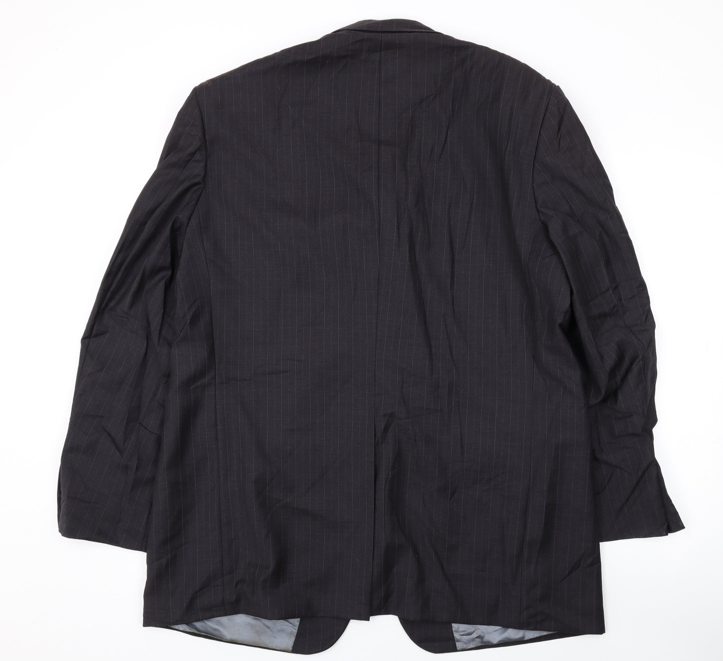 Marks and Spencer Mens Black Striped Wool Jacket Suit Jacket Size 44 Regular
