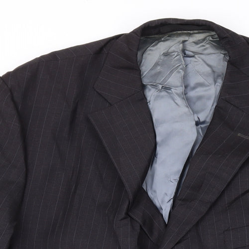 Marks and Spencer Mens Black Striped Wool Jacket Suit Jacket Size 44 Regular