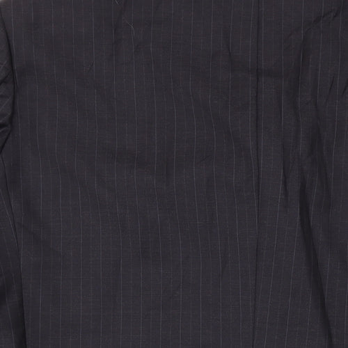 Marks and Spencer Mens Black Striped Wool Jacket Suit Jacket Size 44 Regular