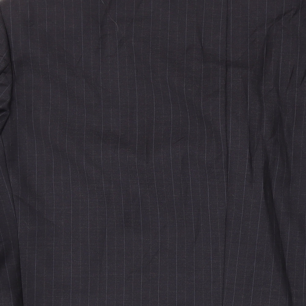 Marks and Spencer Mens Black Striped Wool Jacket Suit Jacket Size 44 Regular