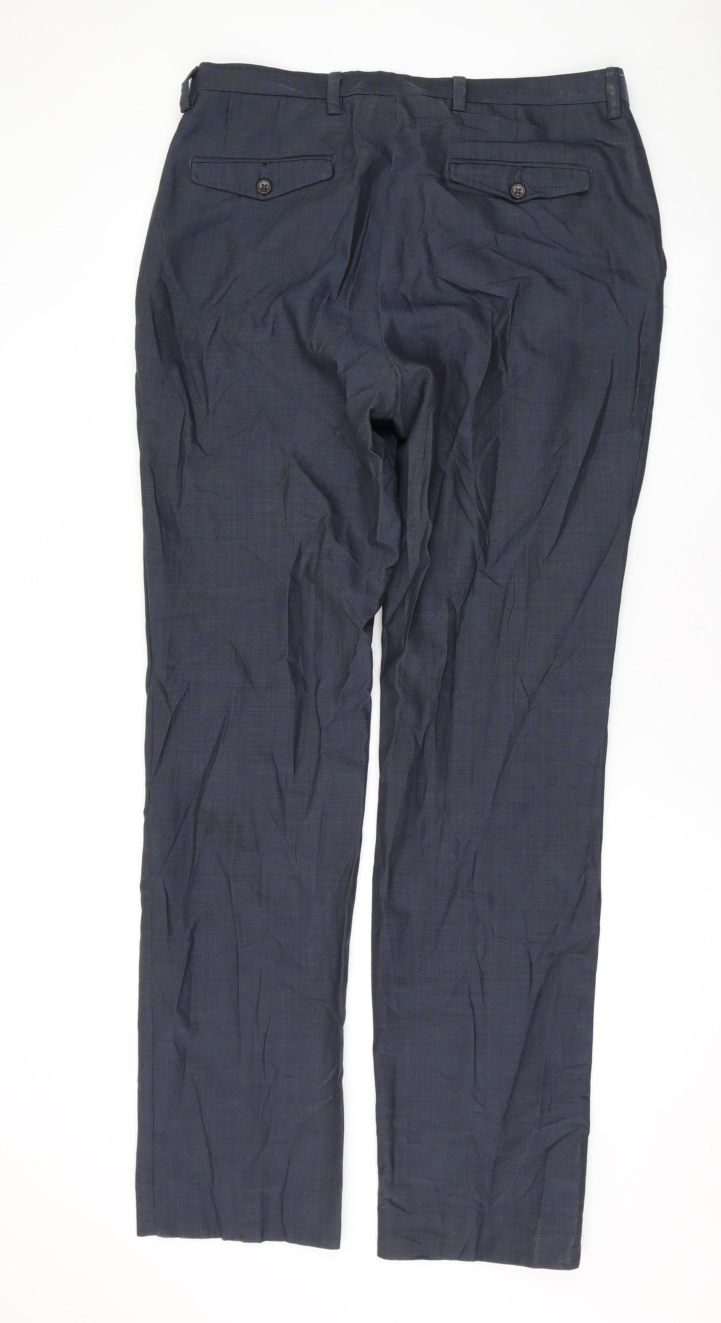 NEXT Mens Grey Wool Dress Pants Trousers Size 34 in L34 in Regular Zip