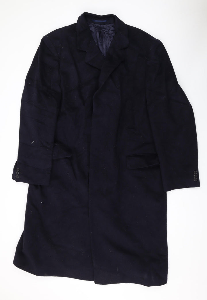 Scott Taylor Mens Black Overcoat Coat Size 42 Button