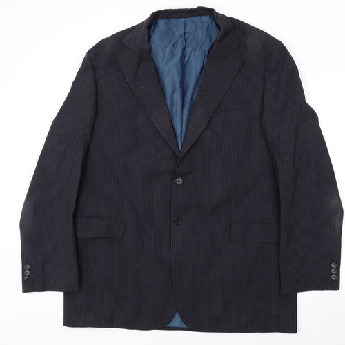Marks and Spencer Mens Black Striped Polyester Jacket Suit Jacket Size 44 Regular