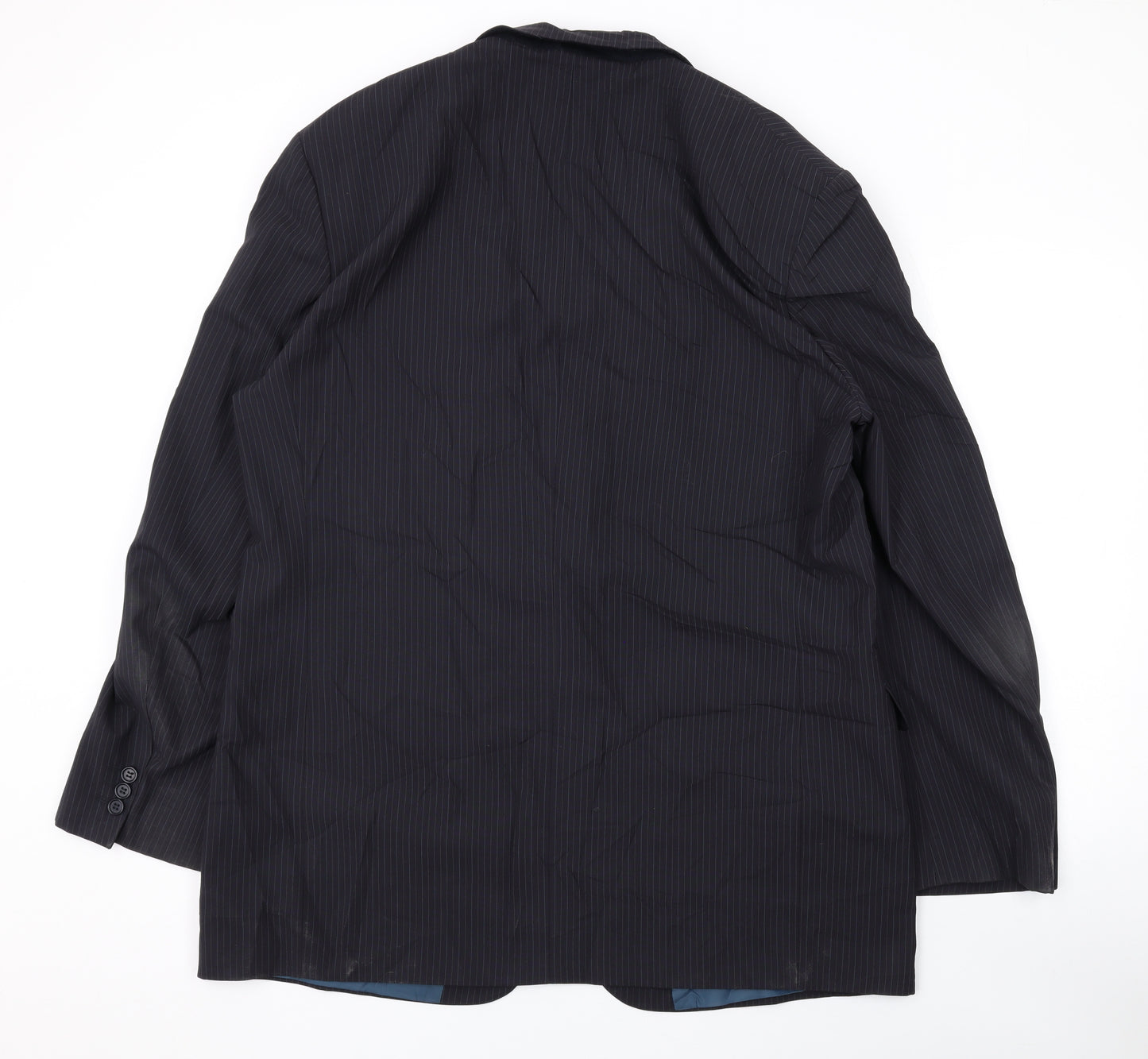 Marks and Spencer Mens Black Striped Polyester Jacket Suit Jacket Size 44 Regular