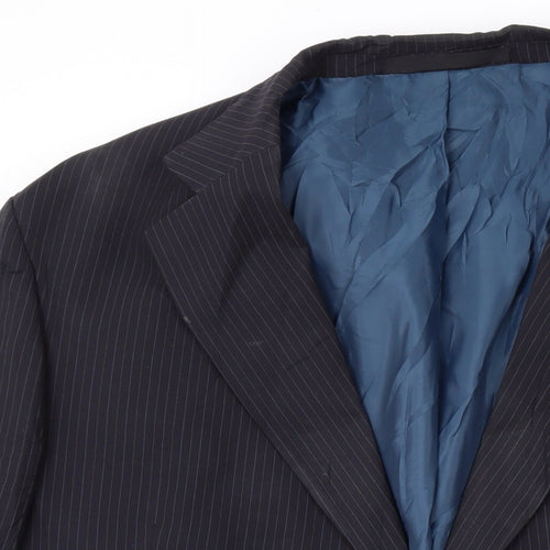 Marks and Spencer Mens Black Striped Polyester Jacket Suit Jacket Size 44 Regular