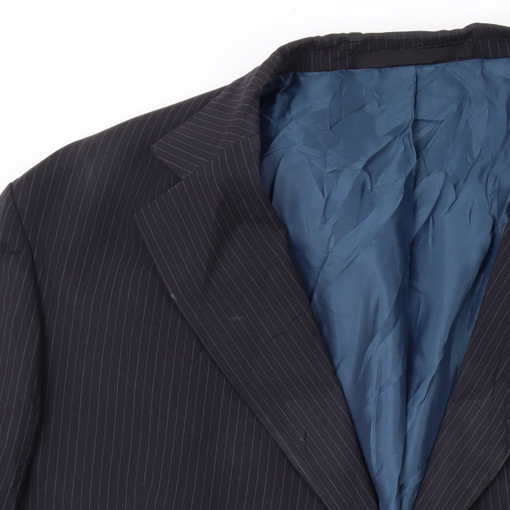 Marks and Spencer Mens Black Striped Polyester Jacket Suit Jacket Size 44 Regular