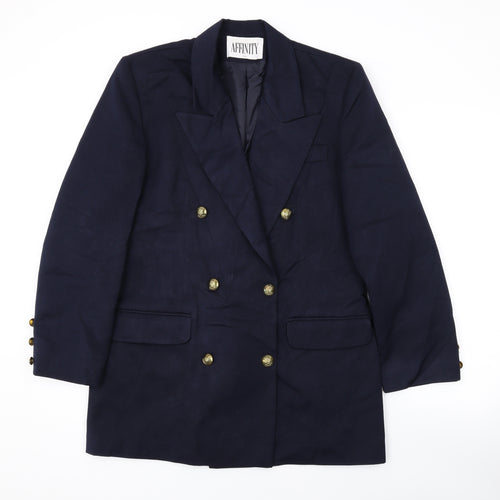 Affinity Womens Blue Jacket Blazer Size 12 Button