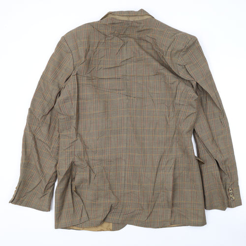 Marks and Spencer Mens Brown Plaid Jacket Blazer Size 40 Button