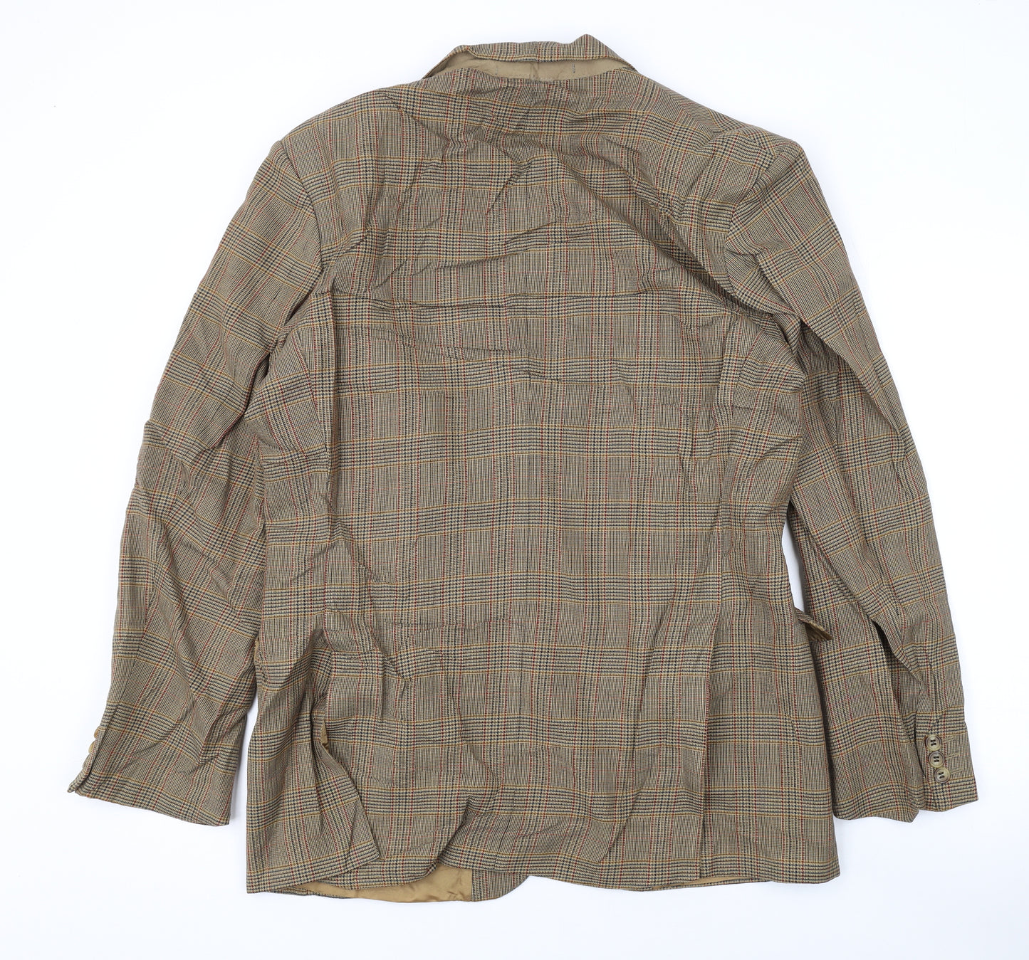 Marks and Spencer Mens Brown Plaid Jacket Blazer Size 40 Button